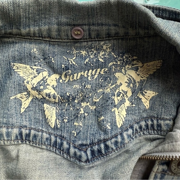Garage Light Blue Jean Jacket Cropped Size M Denim Streetwear Casual - Picture 5 of 12